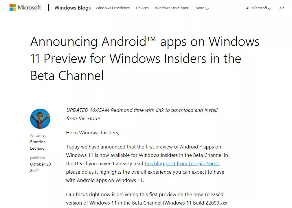 Win11 Beta版已支持安卓应用!可直接使用Android,附教程赶紧更