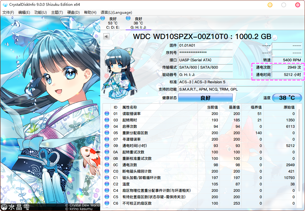 硬盘检测工具CrystalDiskInfo v9.0.0 单文件正式版，支持win XP-11